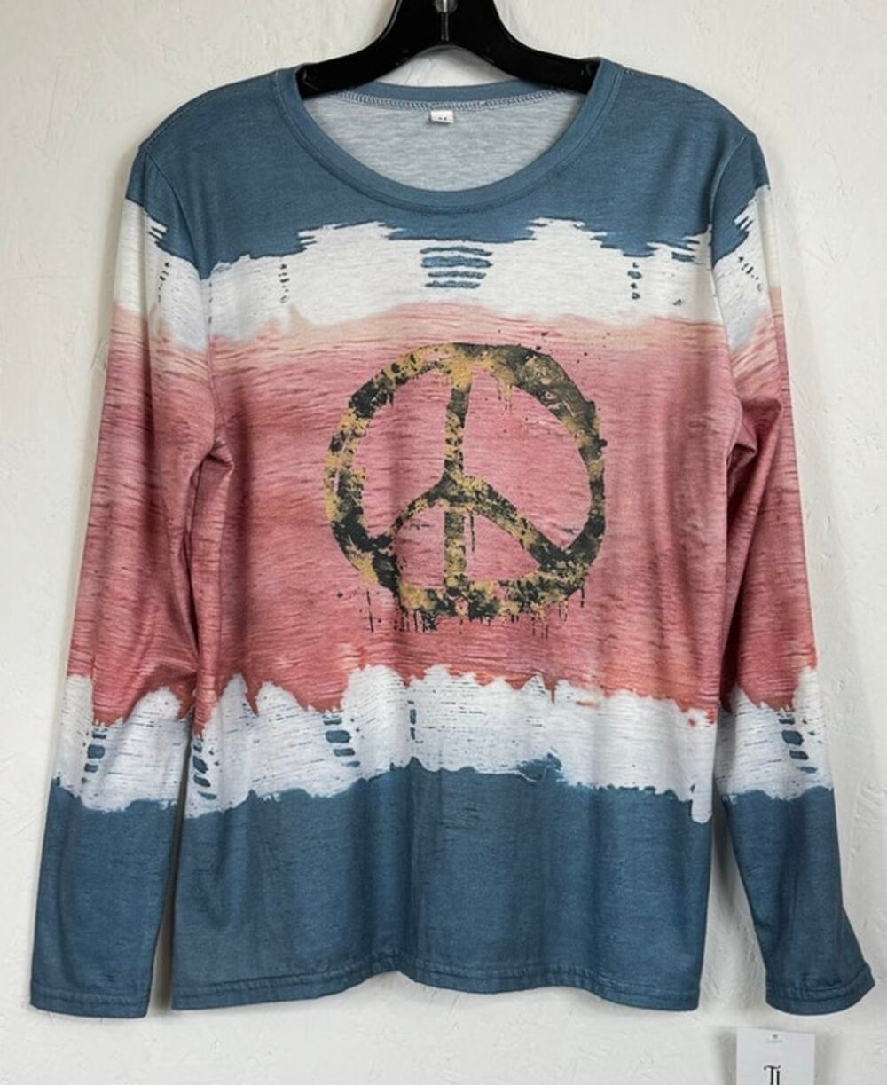 N/A Blue & Red Long Sleeve T-Shirt Women's Medium